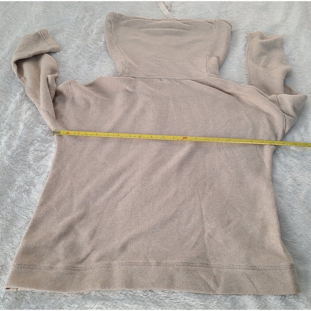 Lauren Ralph Lauren Cowl Neck Sweatshirt Beige Tan Drawstring Pullover Medium - Picture 3 of 7